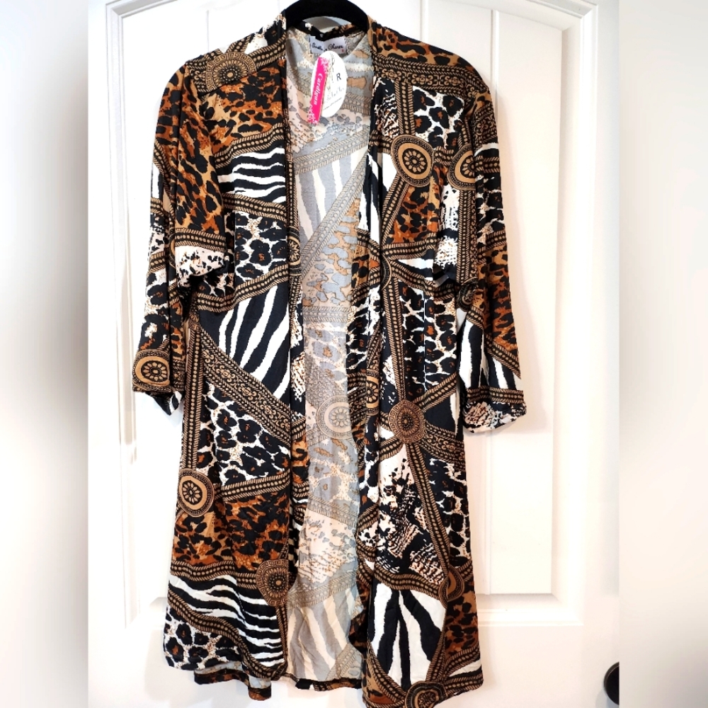 NWT Southern Charm, OS, Brown Leopard Mixed Animal Print